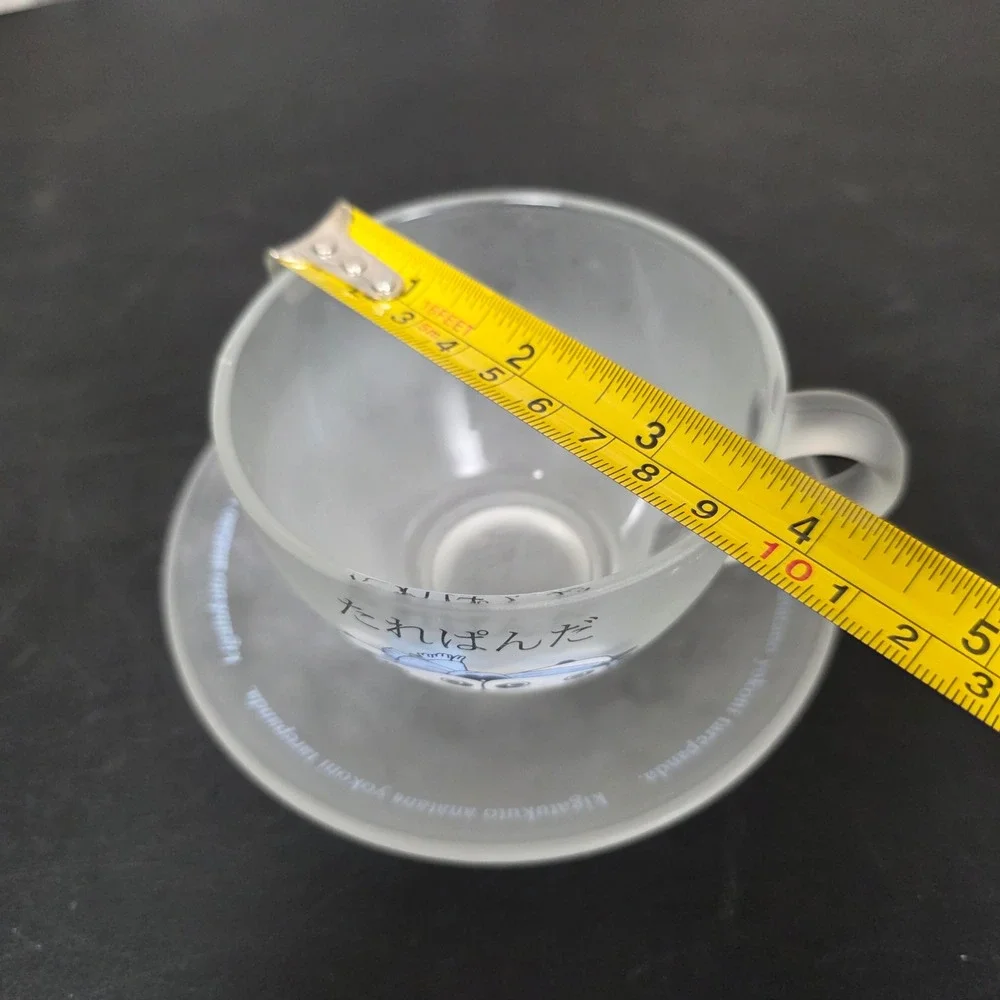San-X Tarepanda 1999 Frosted Glass Cup‎ & Saucer Set Heisei Retro